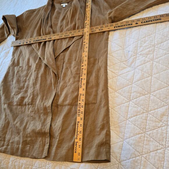 Garnet Hill Modern Linen Topper Jacket Women's XL Tobacco Linen Coastal Boho - Picture 3 of 12